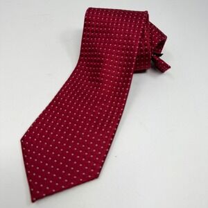 Kenneth Roberts Platinum Mens Red White Micro Dot Silk Necktie 3.5 Inch Width